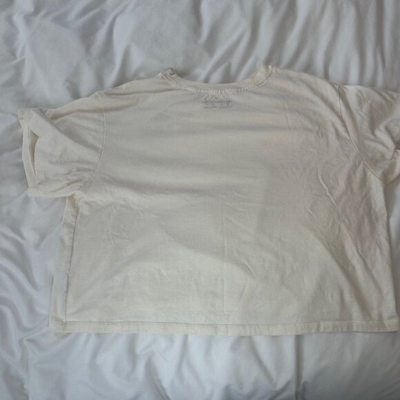 Champion Cropped Ivory T-Shirt Mauve Contrast Stitch 2X - Picture 4 of 10